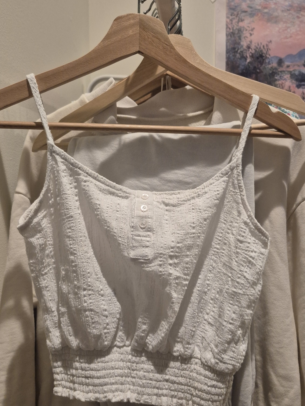 White Smocked Cami Tank Top - Women